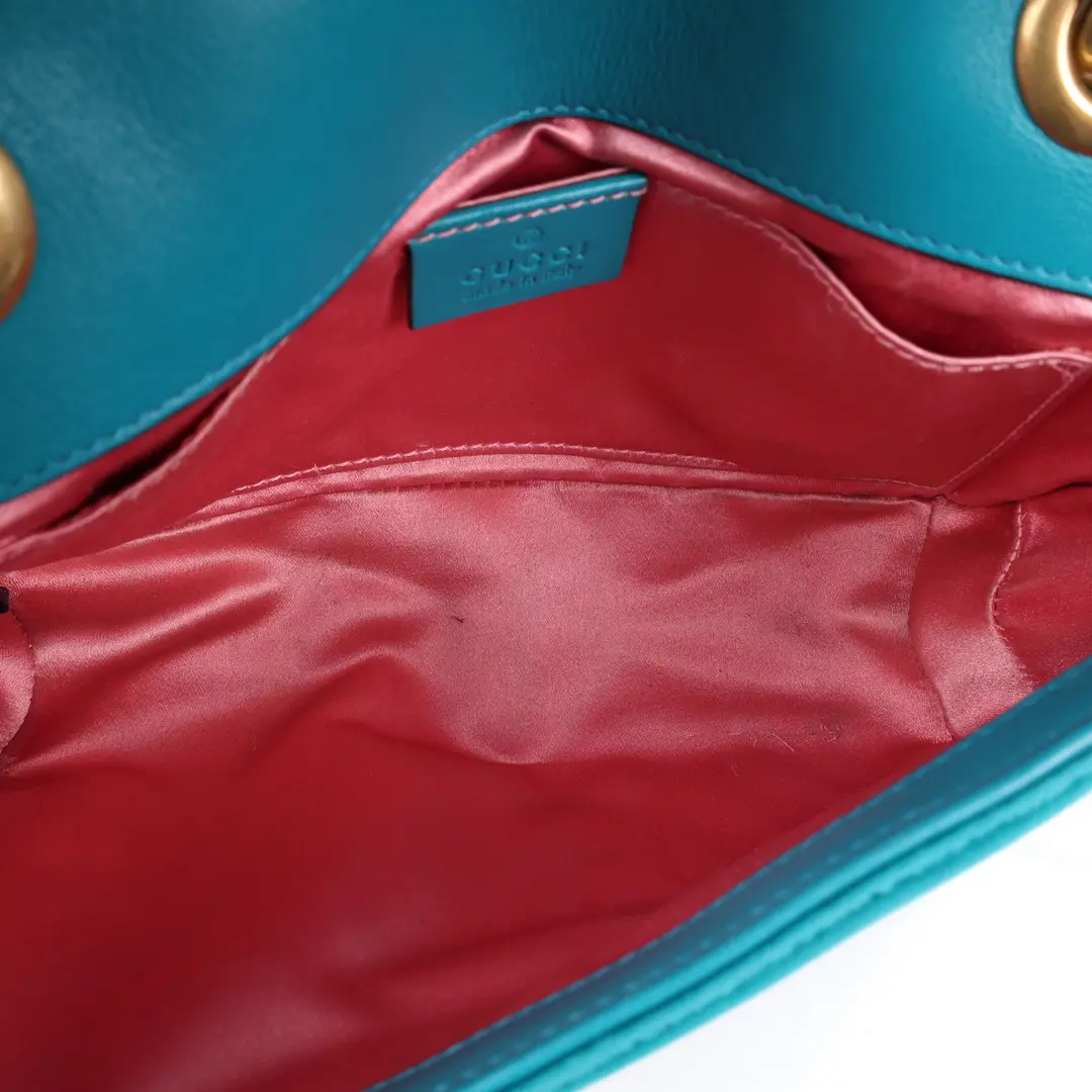 Gucci GG Marmont Blue Velvet Shoulder Bag