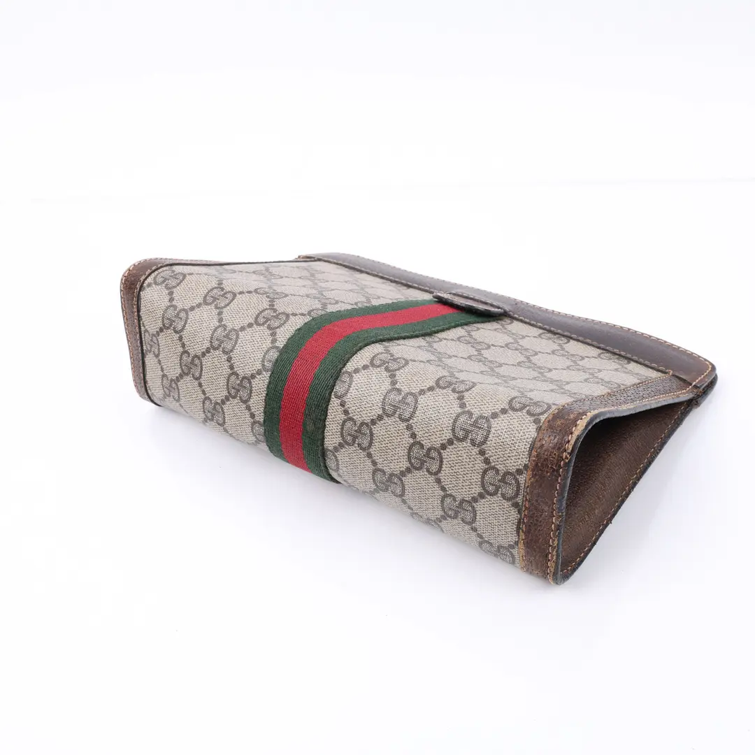 Gucci Vintage Ophidia Brown GG Supreme Clutch