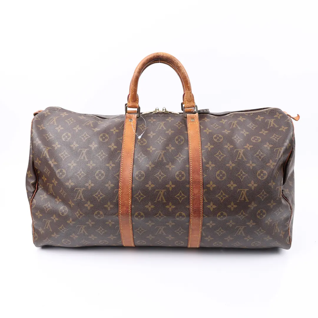 Louis Vuitton Keepall 55 Brown Monogram Canvas Duffle Bag