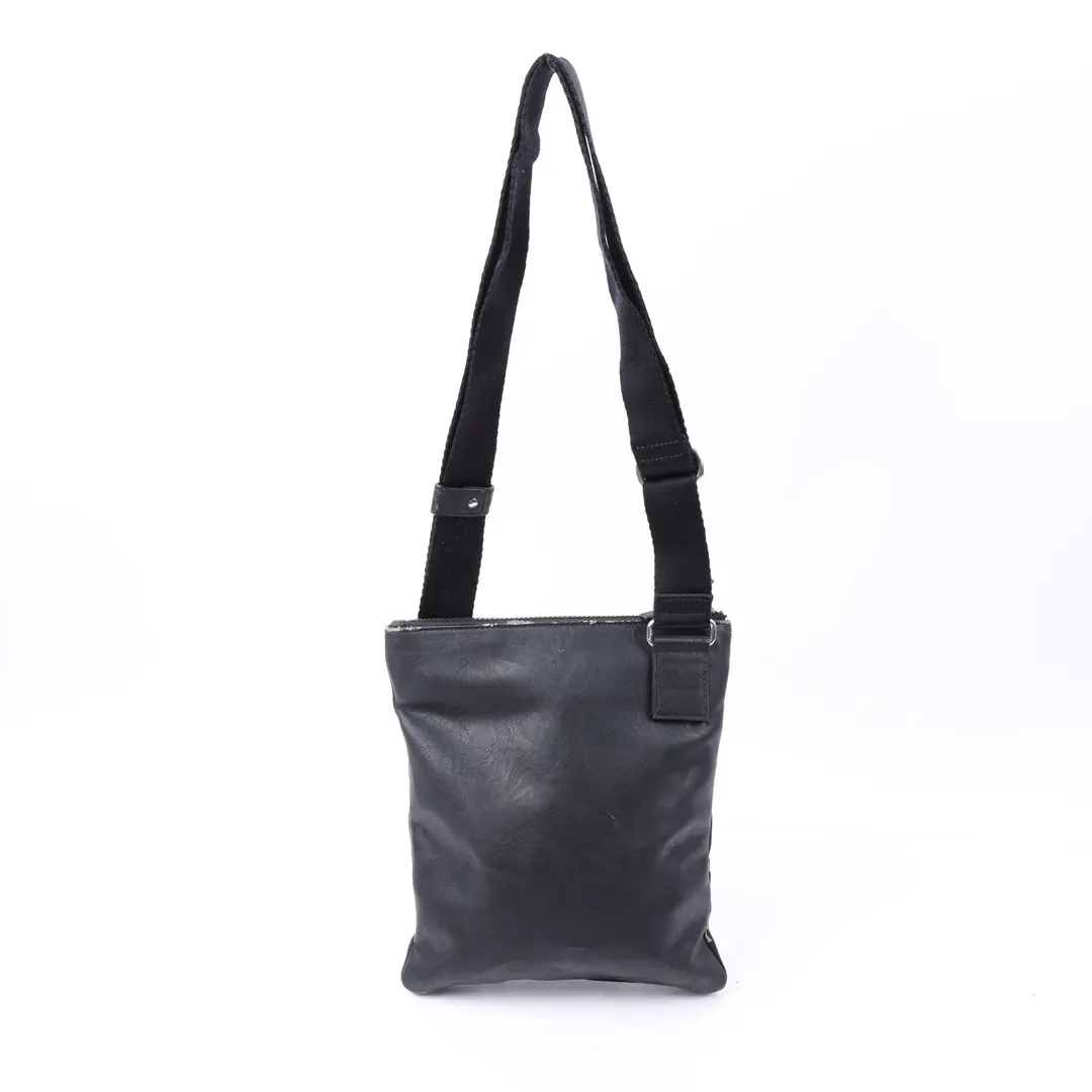 Ferragamo Logo Print Black Canvas Leather Crossbody Bag
