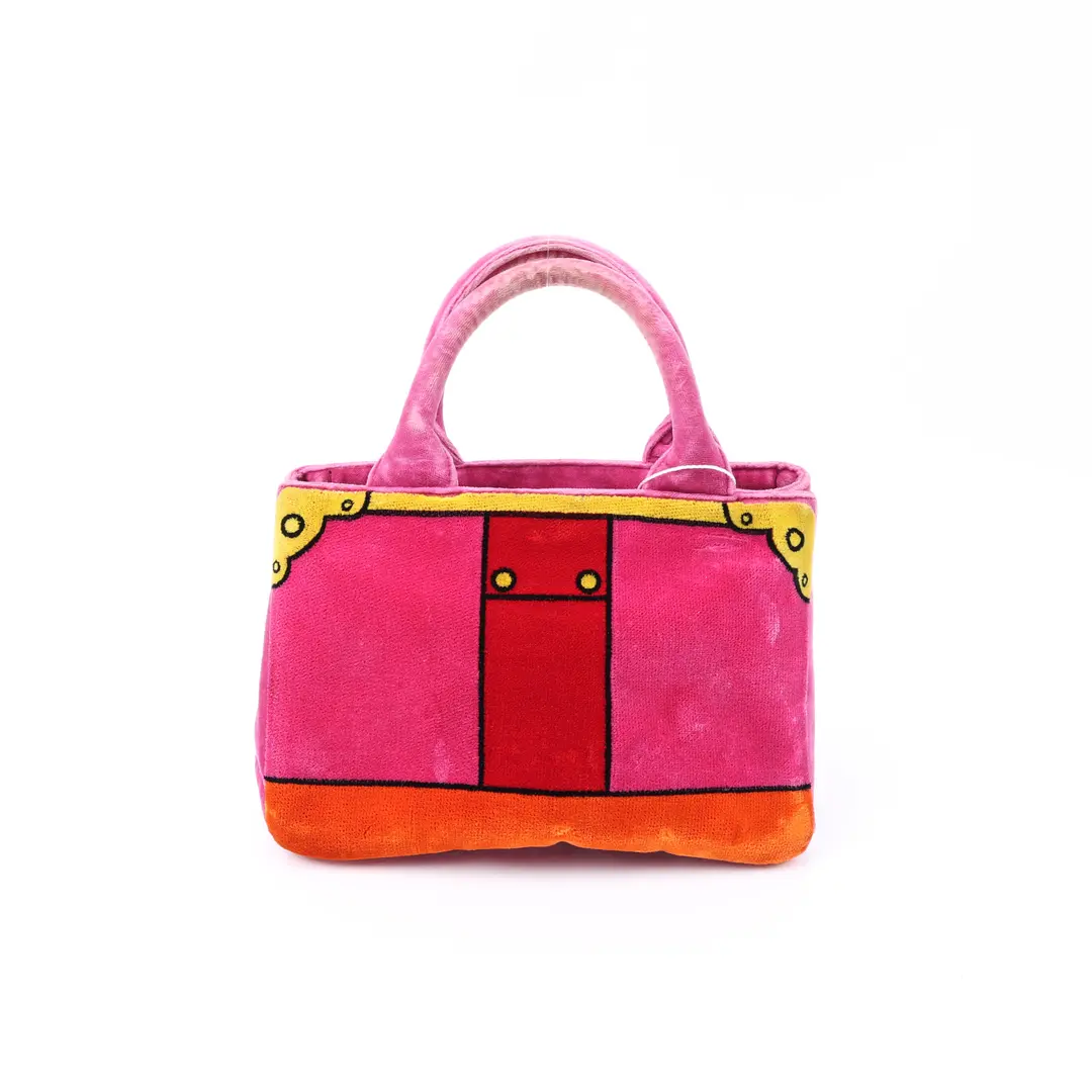 Prada Canapa Trompe L'oeil Pink Velvet Tote Bag