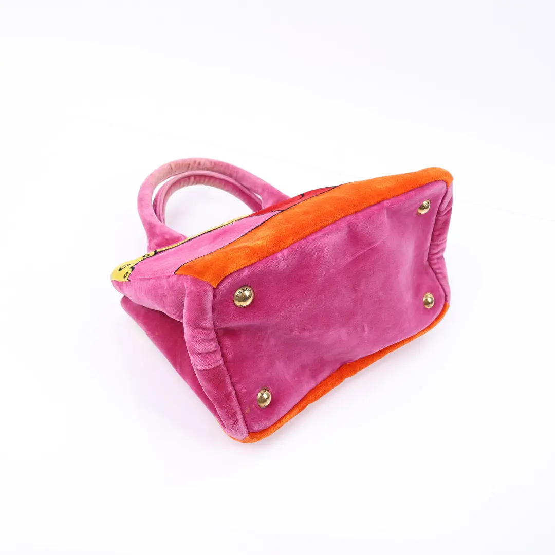 Prada Canapa Trompe L'oeil Pink Velvet Tote Bag
