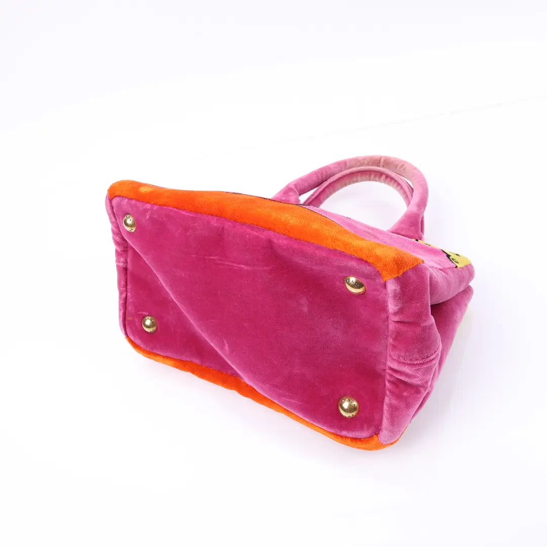 Prada Canapa Trompe L'oeil Pink Velvet Tote Bag