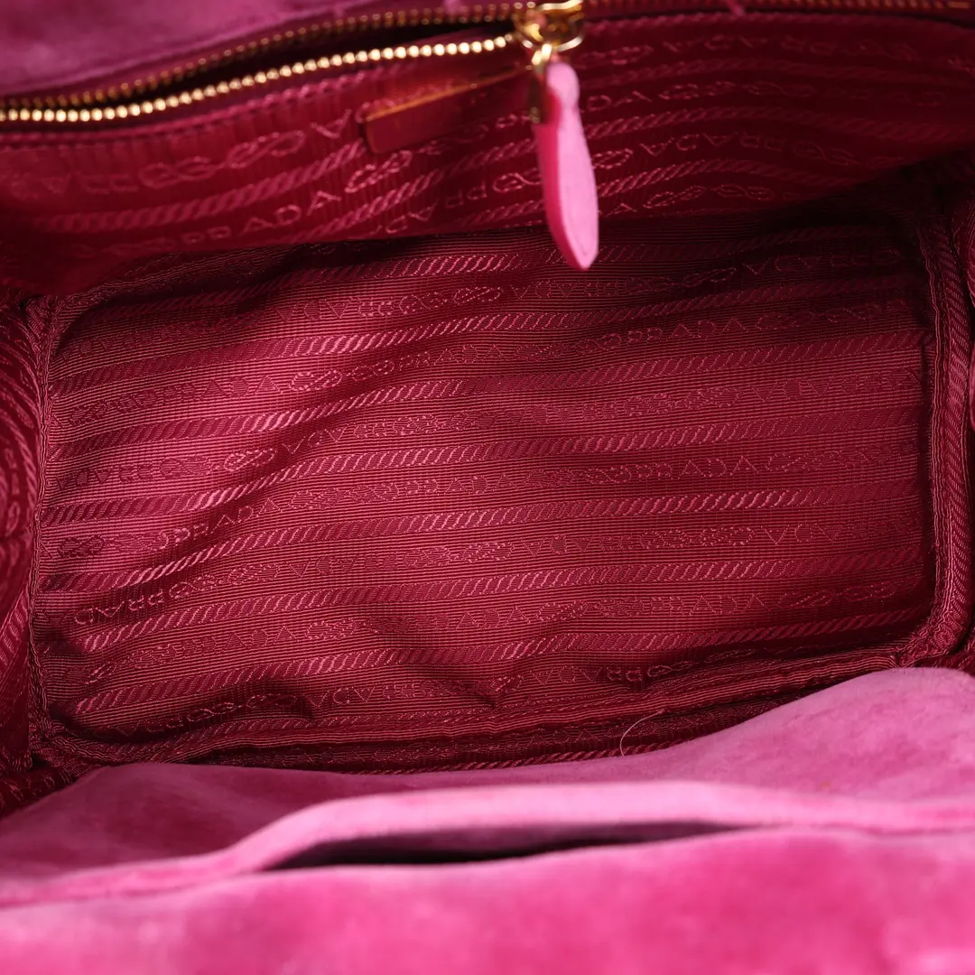 Prada Canapa Trompe L'oeil Pink Velvet Tote Bag