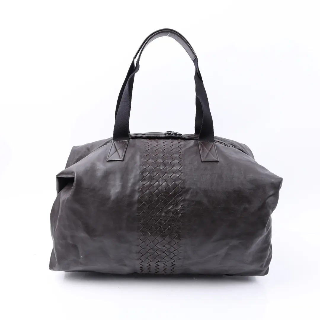 Bottega Veneta Intrecciato Brown Leather Duffle Bag