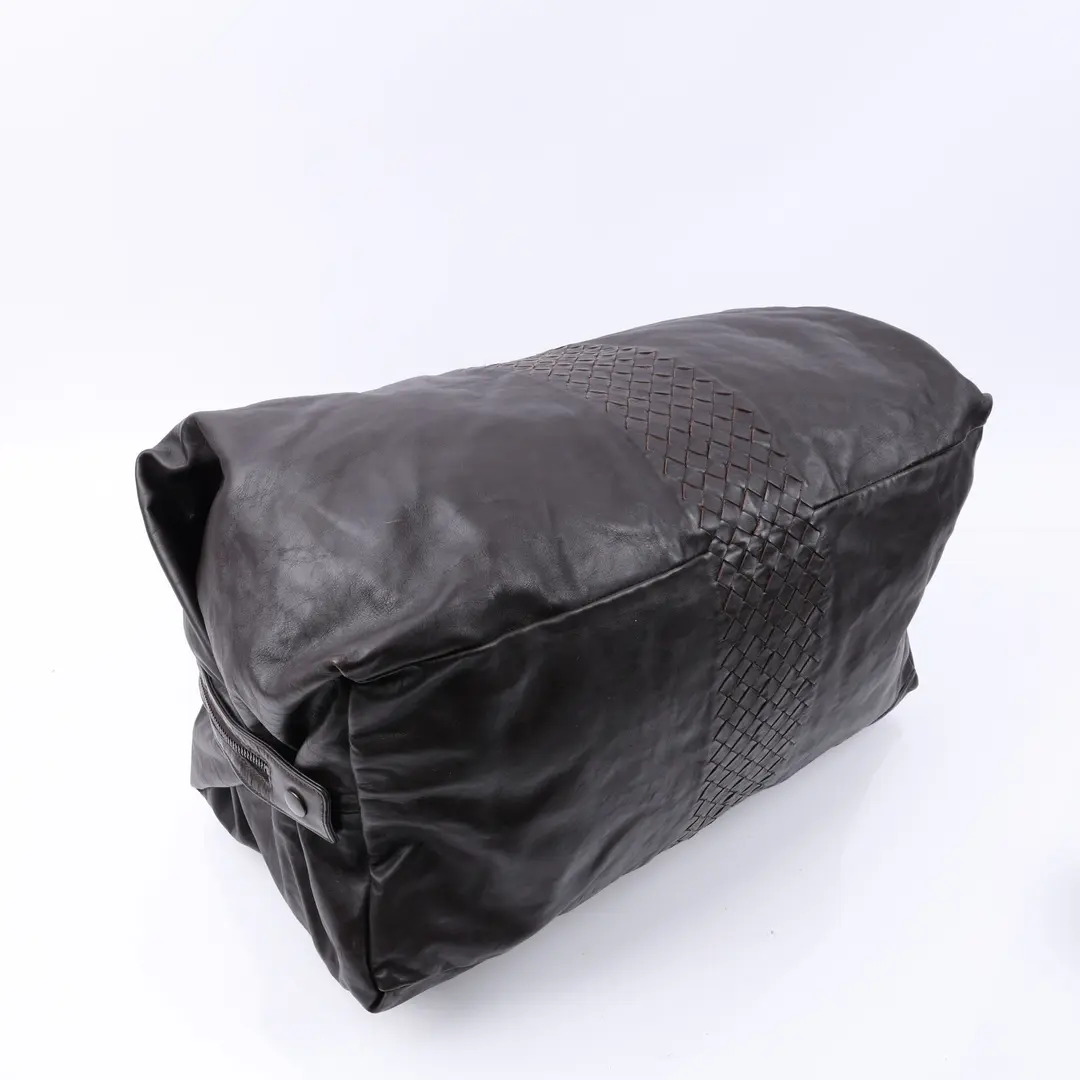 Bottega Veneta Intrecciato Brown Leather Duffle Bag