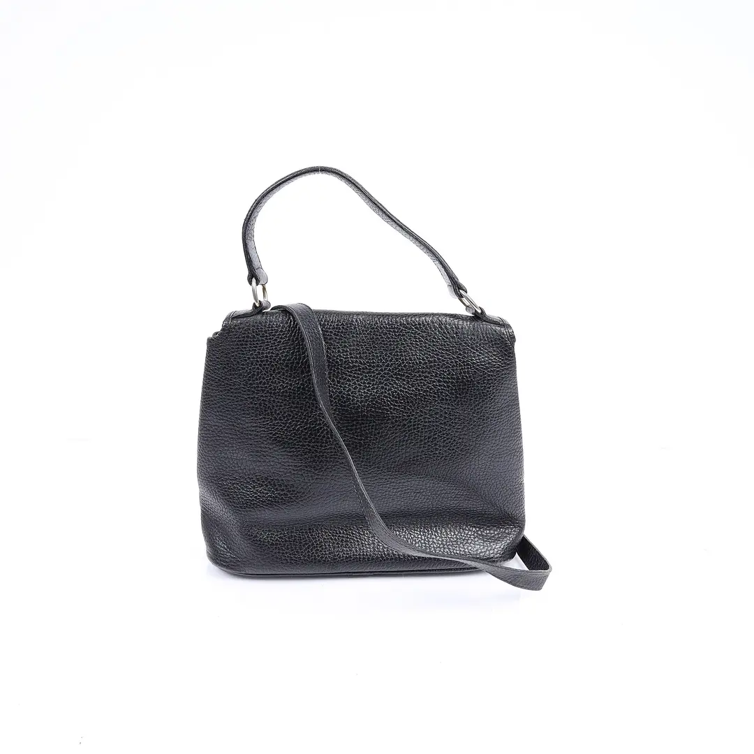 Christian Dior Vintage CD Logo Black Leather Shoulder Bag