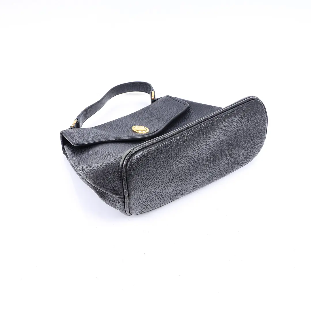 Christian Dior Vintage CD Logo Black Leather Shoulder Bag