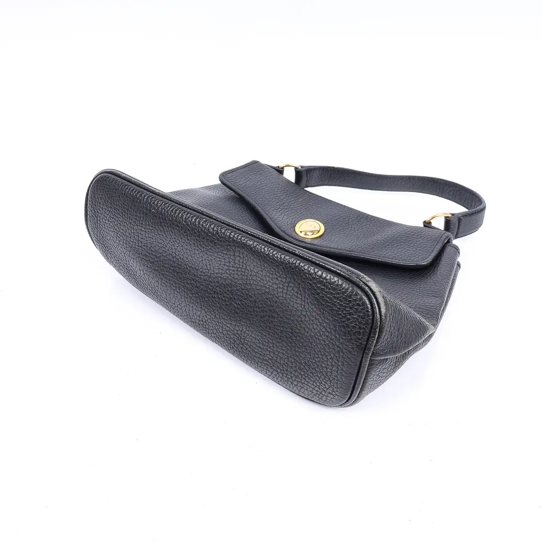 Christian Dior Vintage CD Logo Black Leather Shoulder Bag