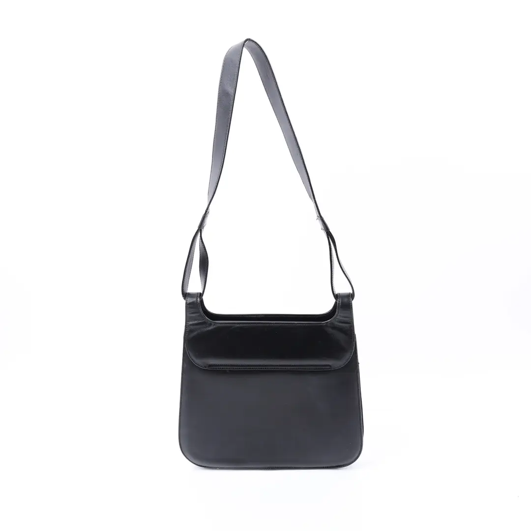 Salvatore Ferragamo Gancini Black Leather Shoulder Bag