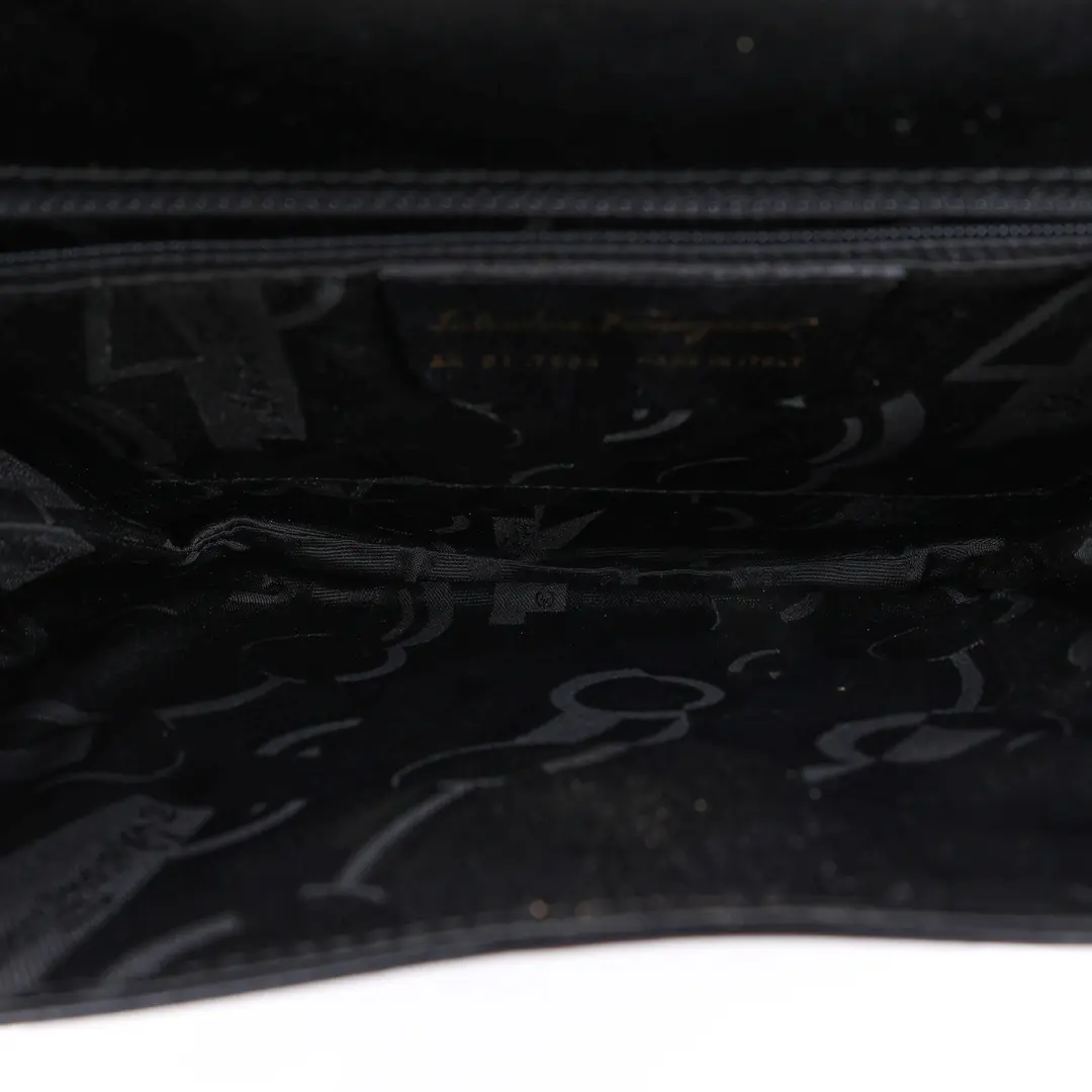 Salvatore Ferragamo Gancini Black Leather Shoulder Bag
