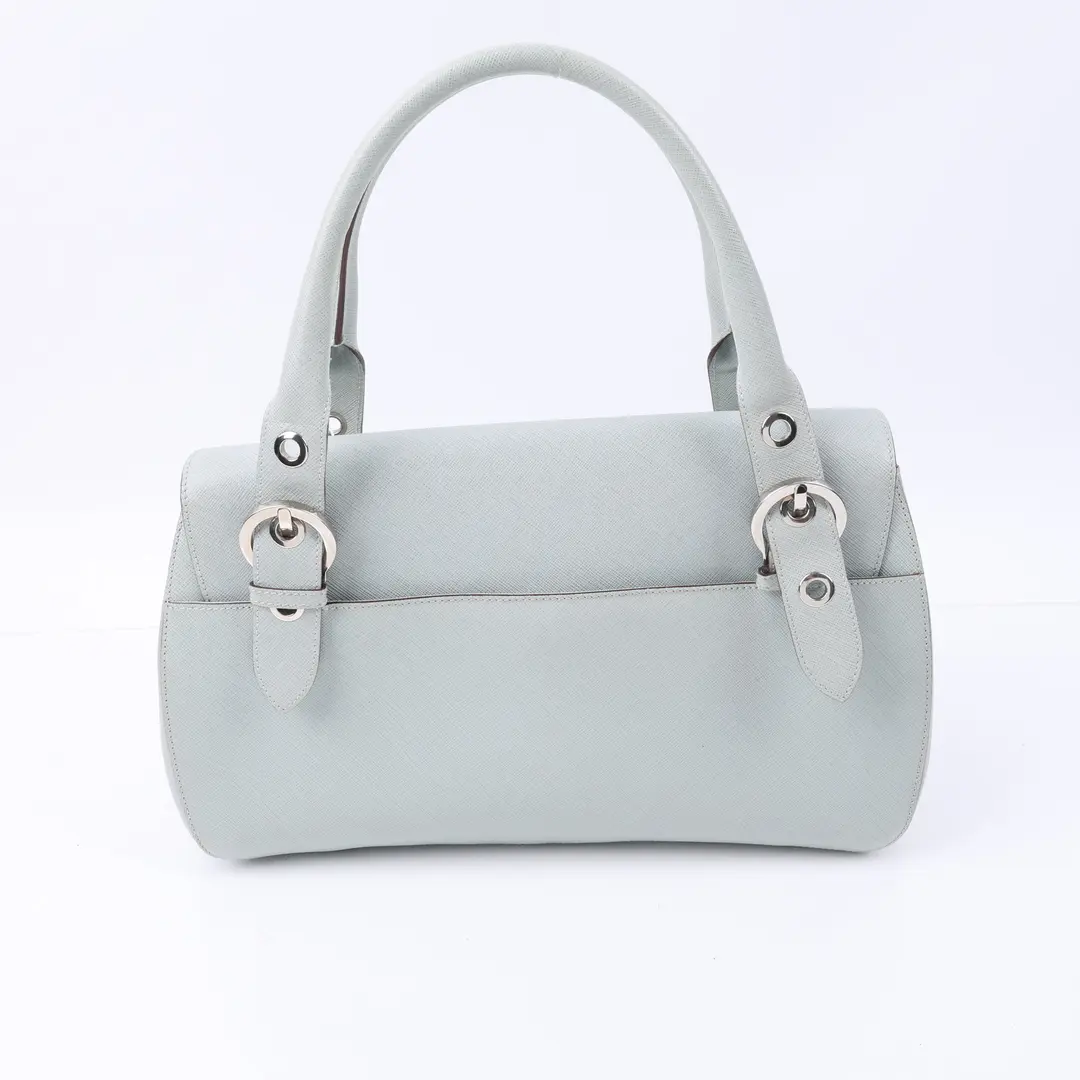 Salvatore Ferragamo Gancini Blue Leather Top Handle Bag
