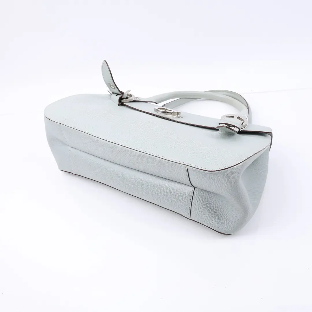 Salvatore Ferragamo Gancini Blue Leather Top Handle Bag