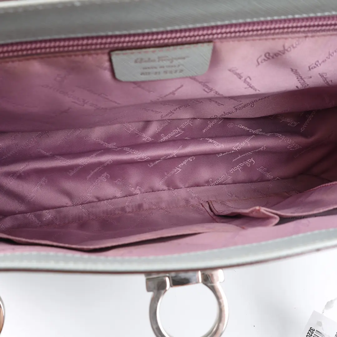 Salvatore Ferragamo Gancini Blue Leather Top Handle Bag