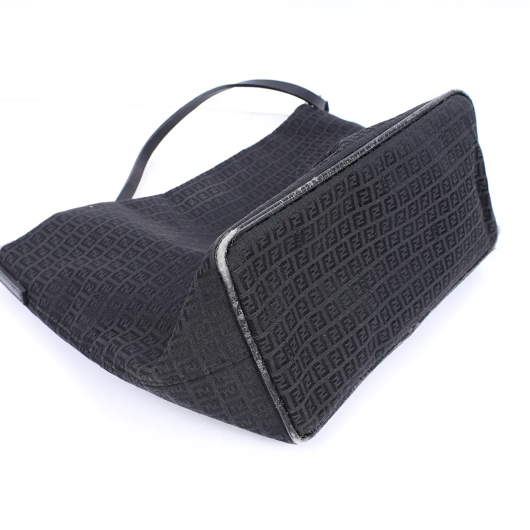 Fendi Zucchino Black Canvas Shoulder Bag