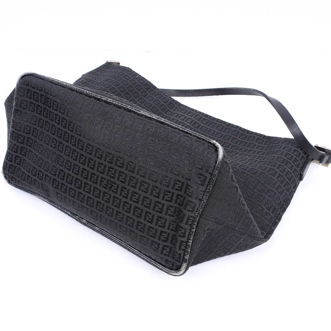 Fendi Zucchino Black Canvas Shoulder Bag