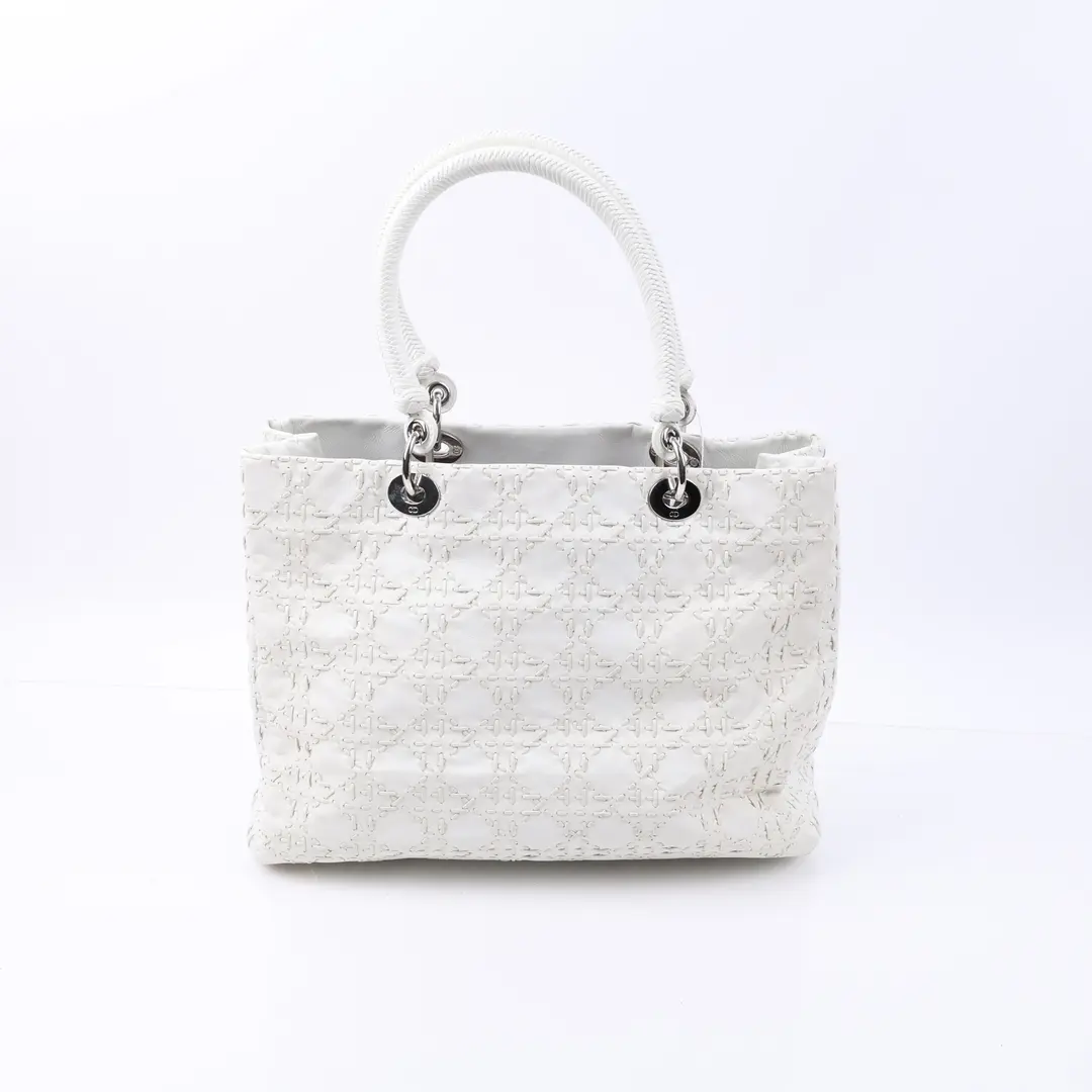 Christian Dior Lady Dior White Cannage Nylon Tote Bag