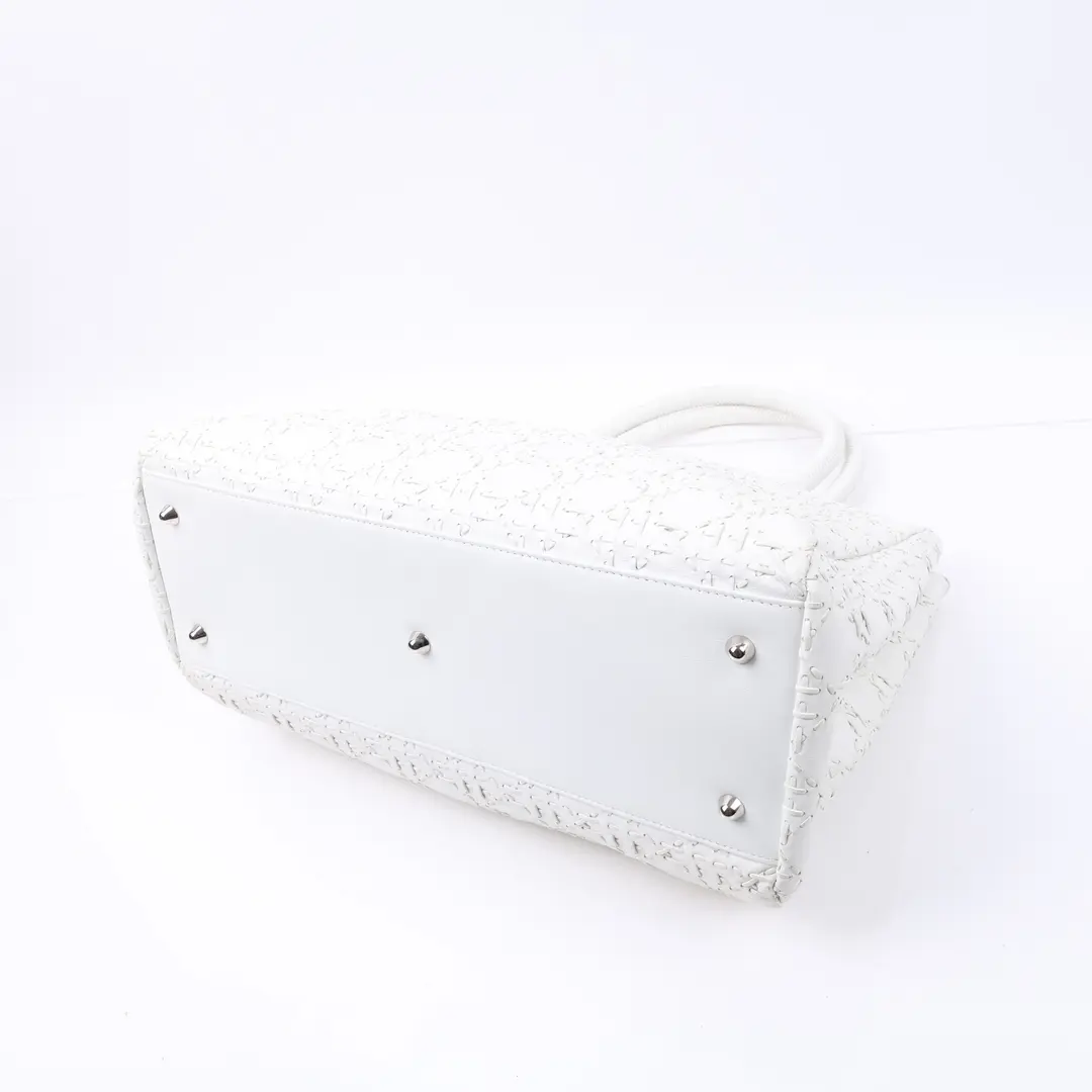 Christian Dior Lady Dior White Cannage Nylon Tote Bag