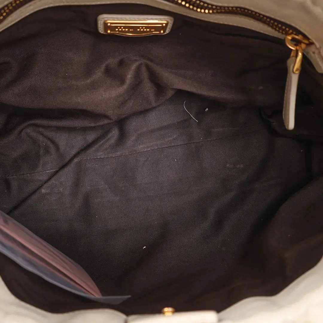 Miu Miu Vitello Lux Bow Beige Leather Handbag