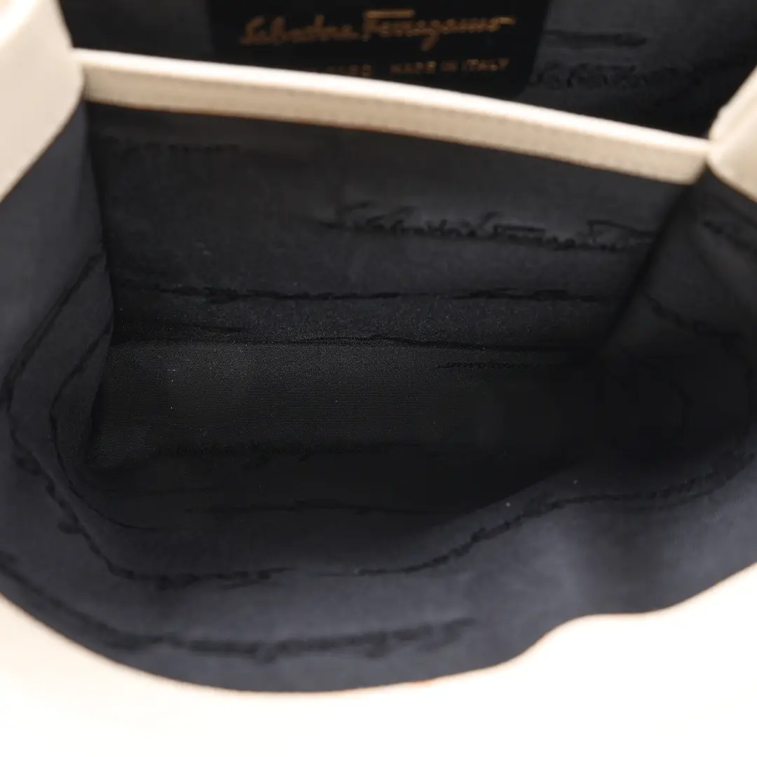 Salvatore Ferragamo Gancini Cream Leather Top Handle Bag