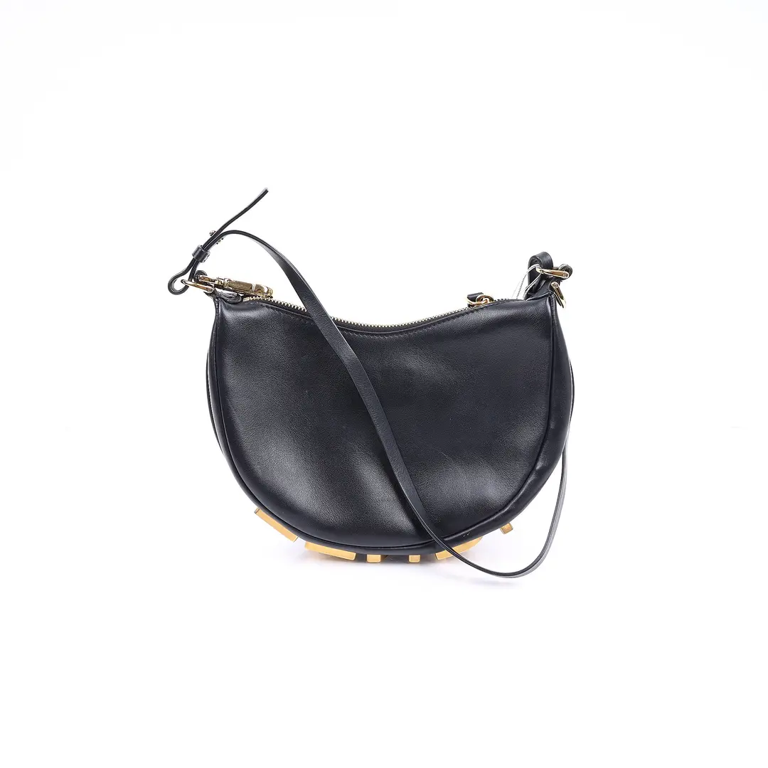 Fendi Fendigraphy Black Leather Hobo Bag
