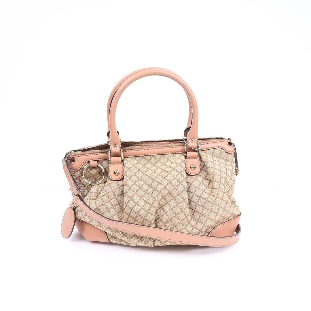 Gucci Sukey Pink Diamante Canvas Shoulder Bag