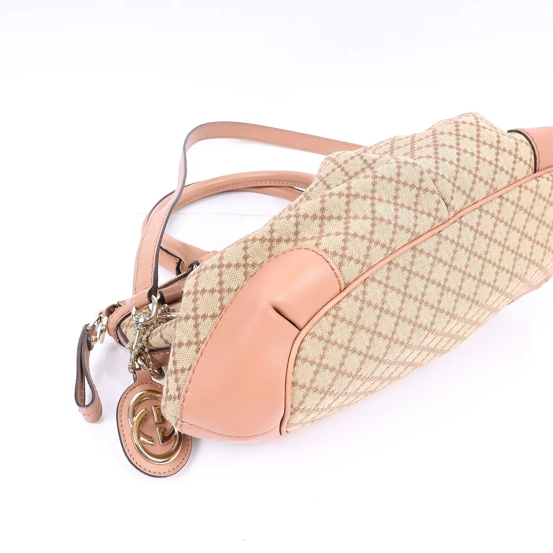 Gucci Sukey Pink Diamante Canvas Shoulder Bag