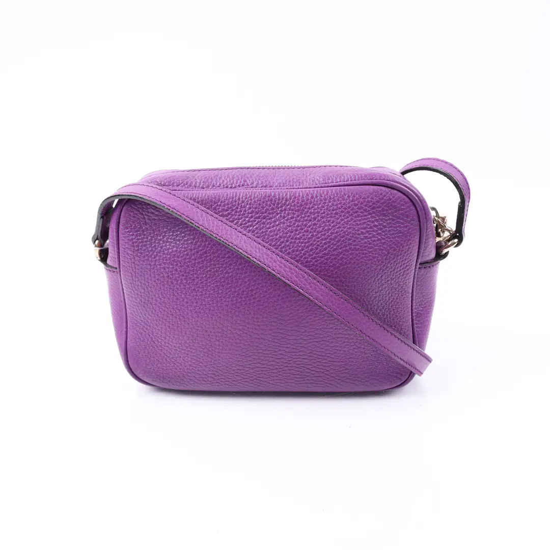 Gucci Soho Disco Purple Pebbled Leather Shoulder Bag
