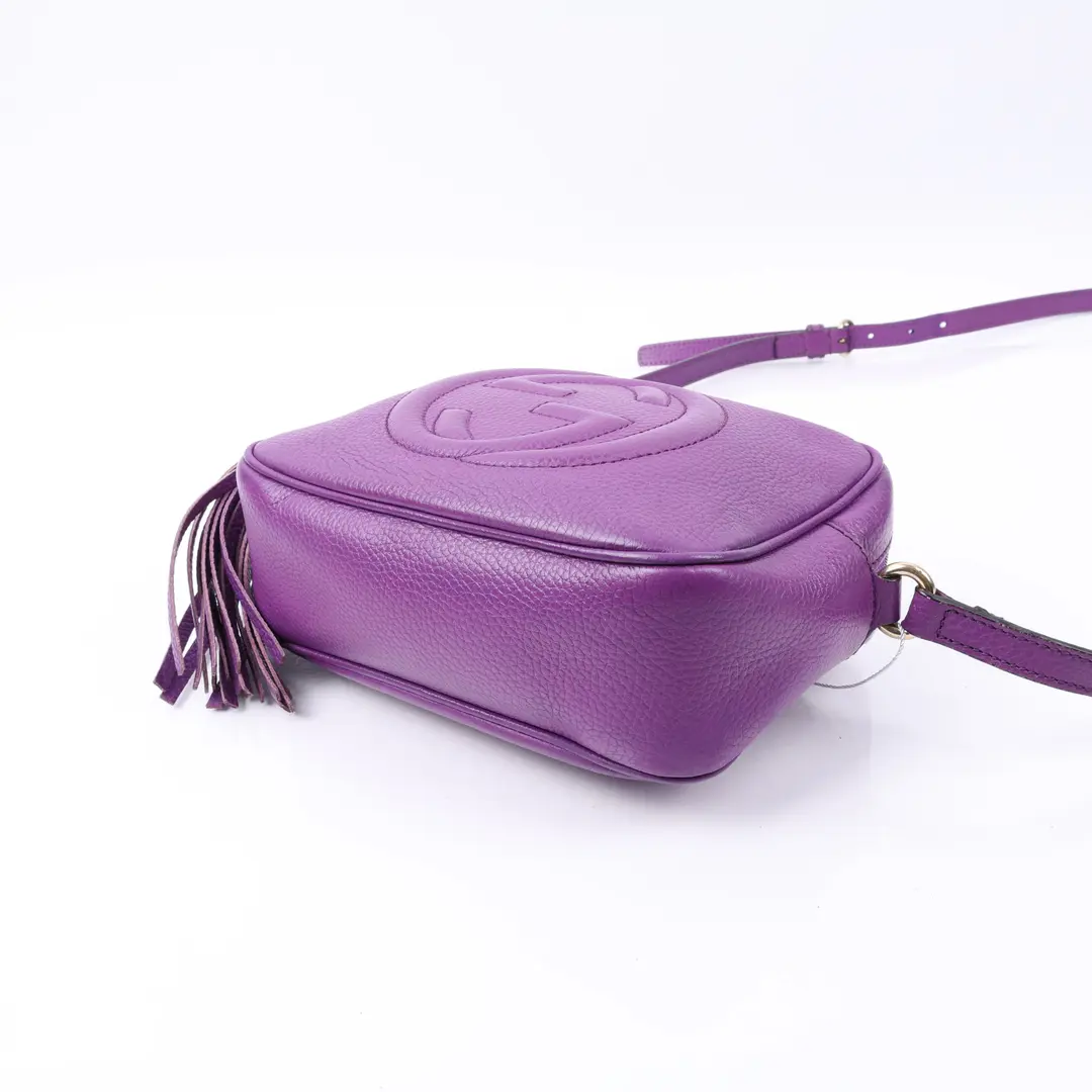 Gucci Soho Disco Purple Pebbled Leather Shoulder Bag