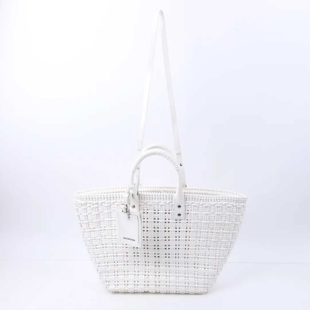 Balenciaga Bistro Basket White Woven XS Tote Bag