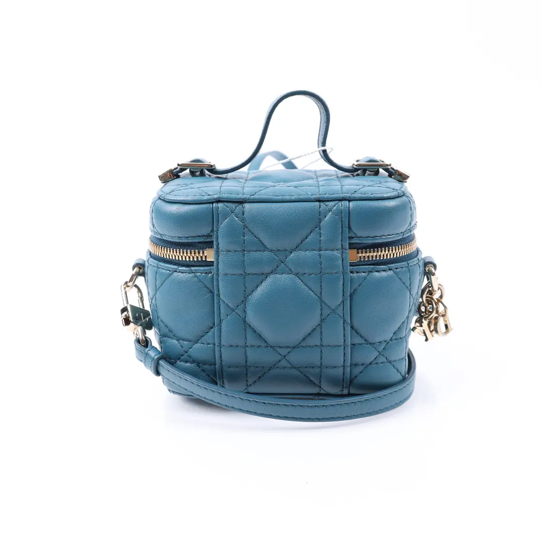 Dior Lady Dior Blue Lambskin Micro Vanity Case