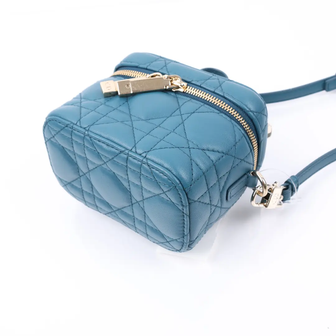 Dior Lady Dior Blue Lambskin Micro Vanity Case