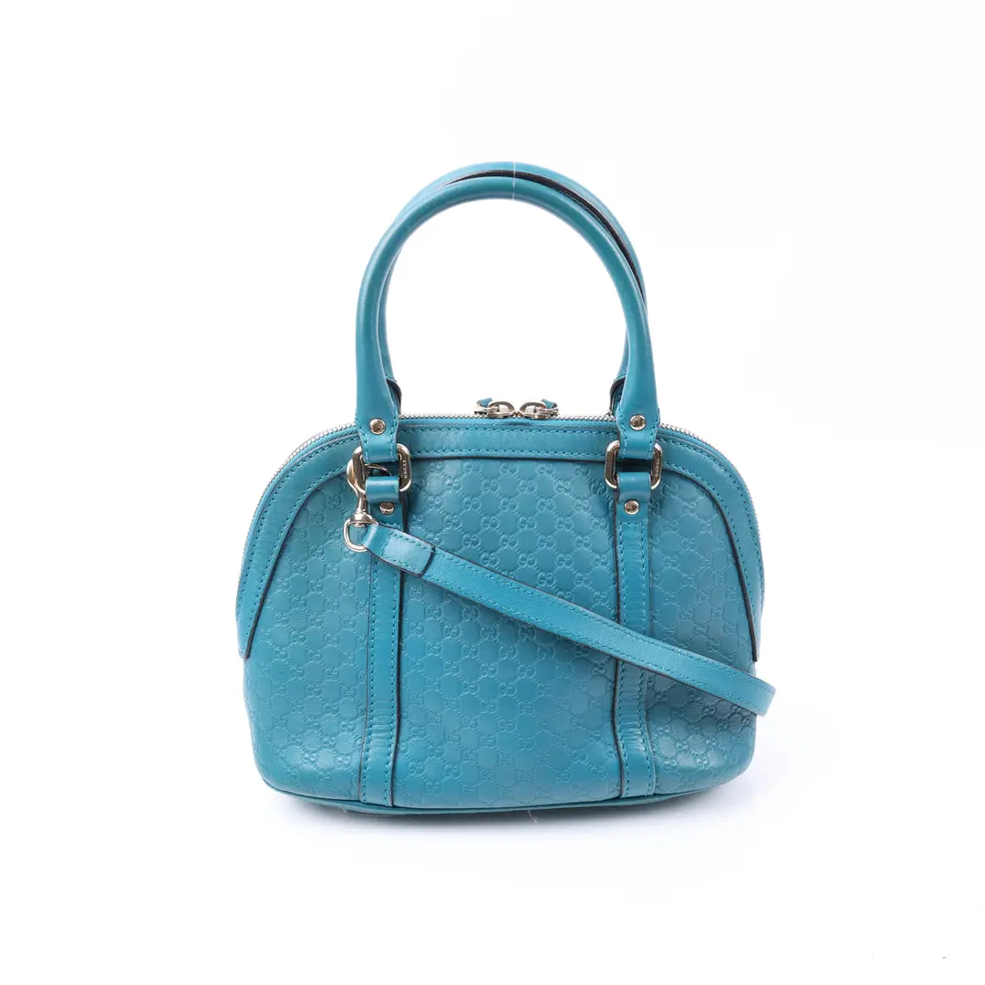 Gucci Microguccissima Dome Blue Leather Shoulder Bag