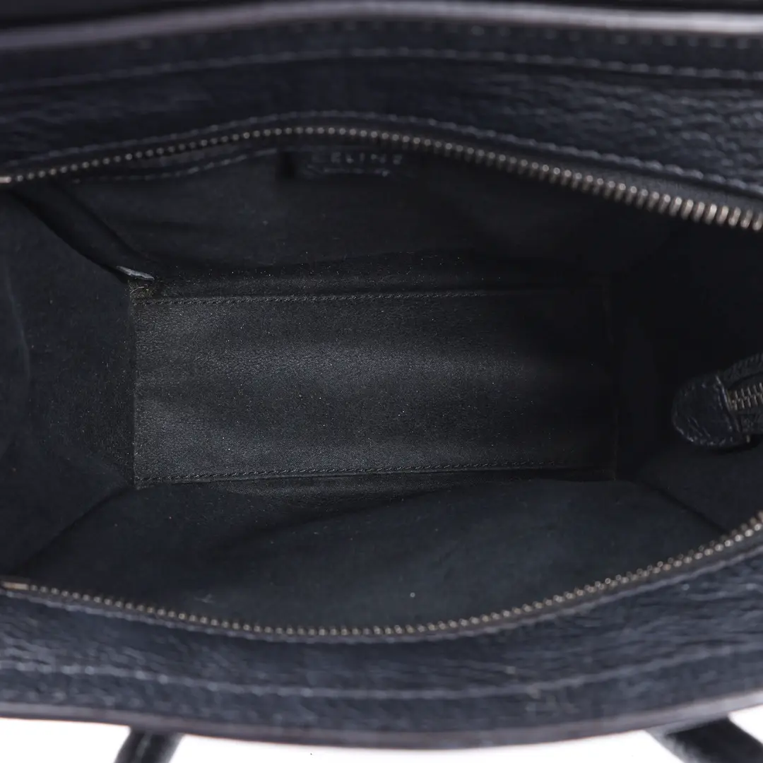 Celine Luggage Nano Black Drummed Calfskin Shoulder Bag