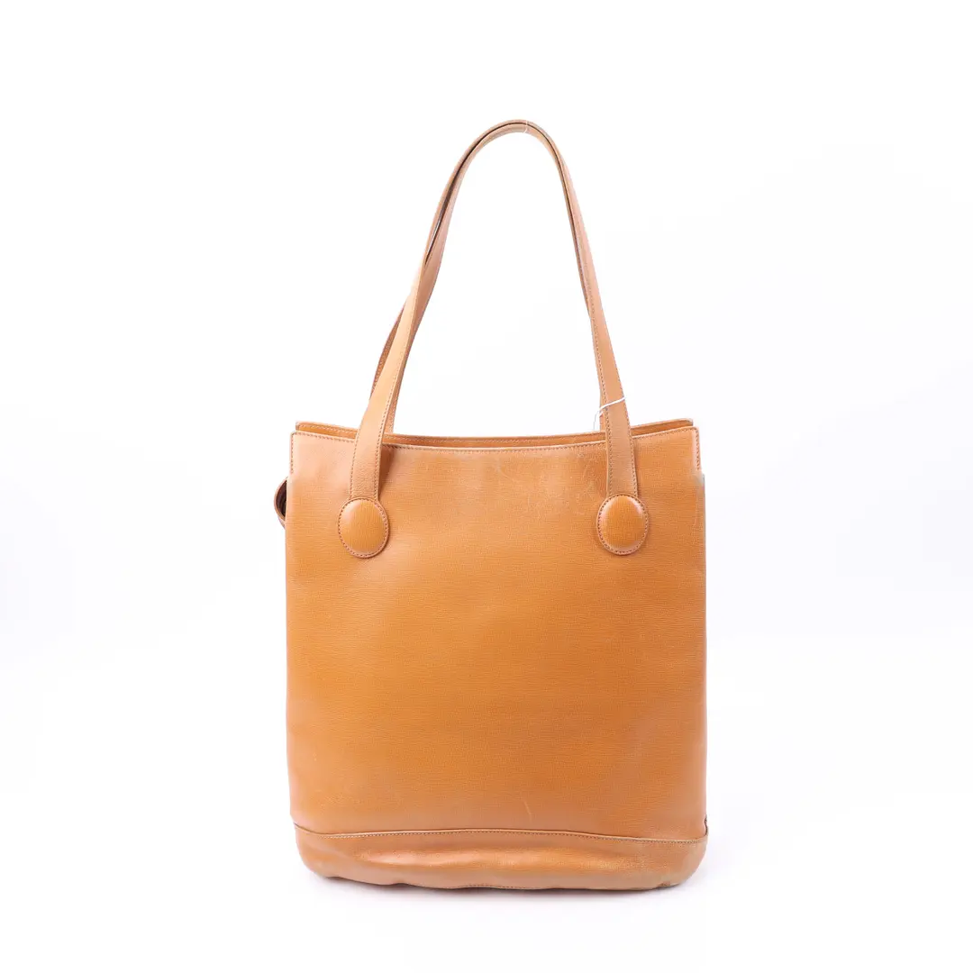 Christian Dior CD Logo Brown Leather Tote Bag