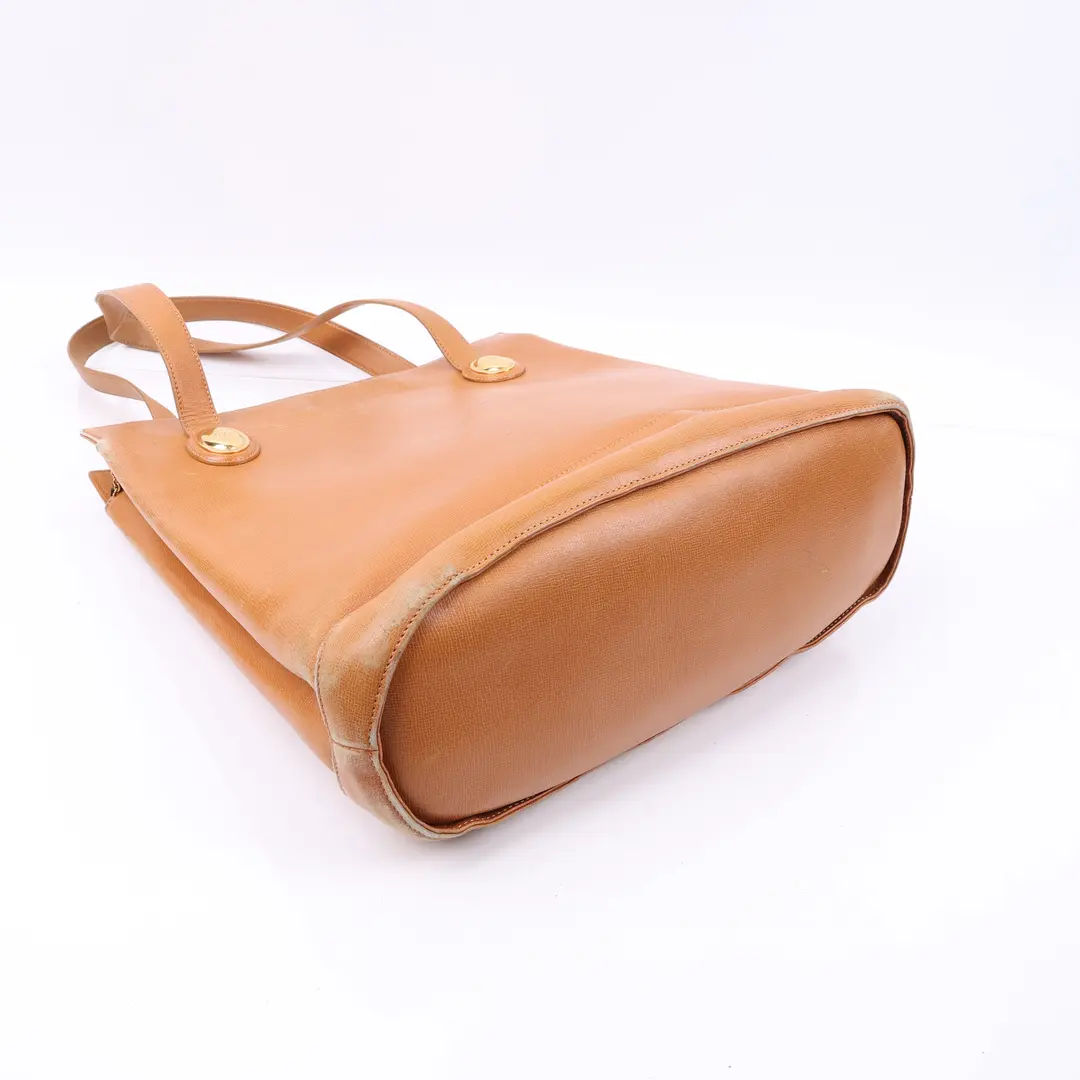 Christian Dior CD Logo Brown Leather Tote Bag