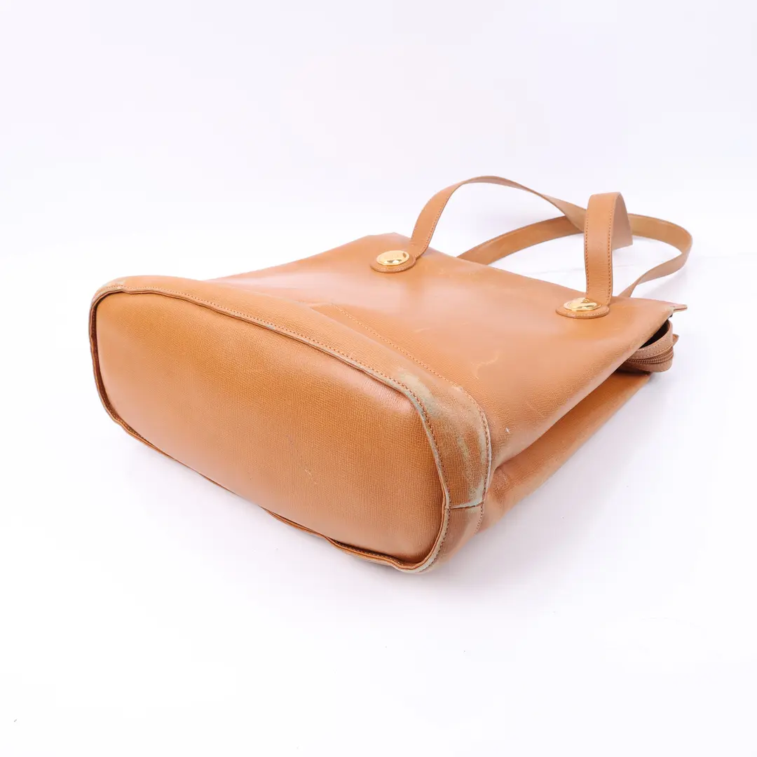 Christian Dior CD Logo Brown Leather Tote Bag