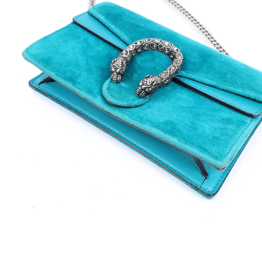 Gucci Dionysus Blue Velvet Shoulder Bag