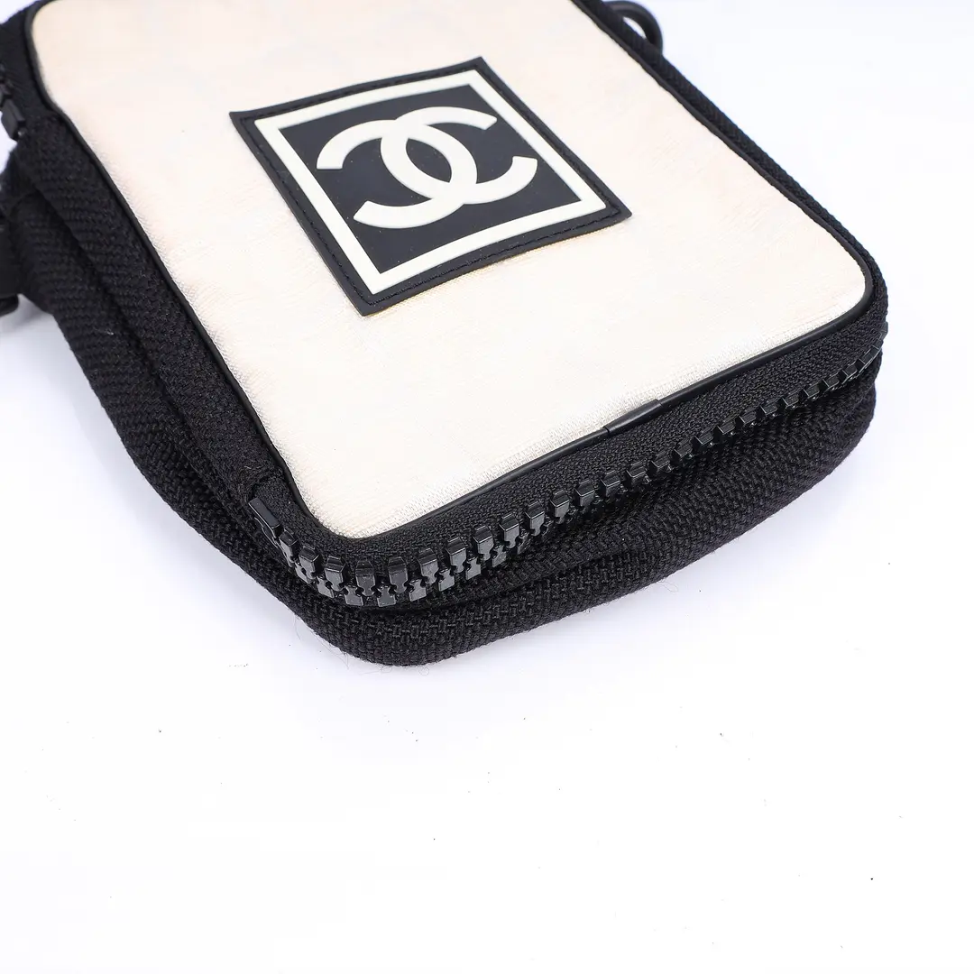 Chanel Sport Line White Canvas Pouch Shoulder Bag