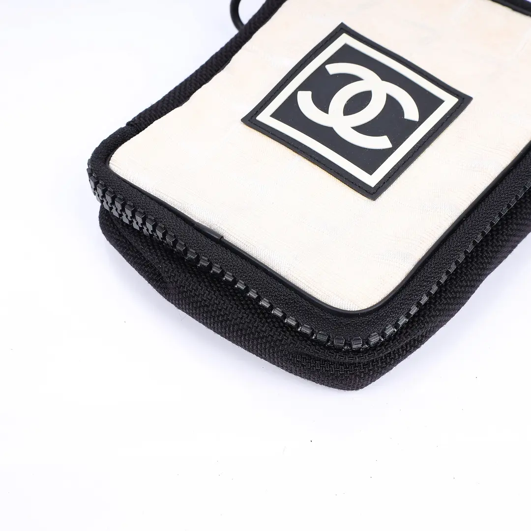 Chanel Sport Line White Canvas Pouch Shoulder Bag