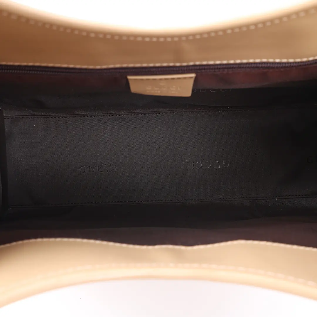 Gucci Jackie Beige Patent Leather Shoulder Bag