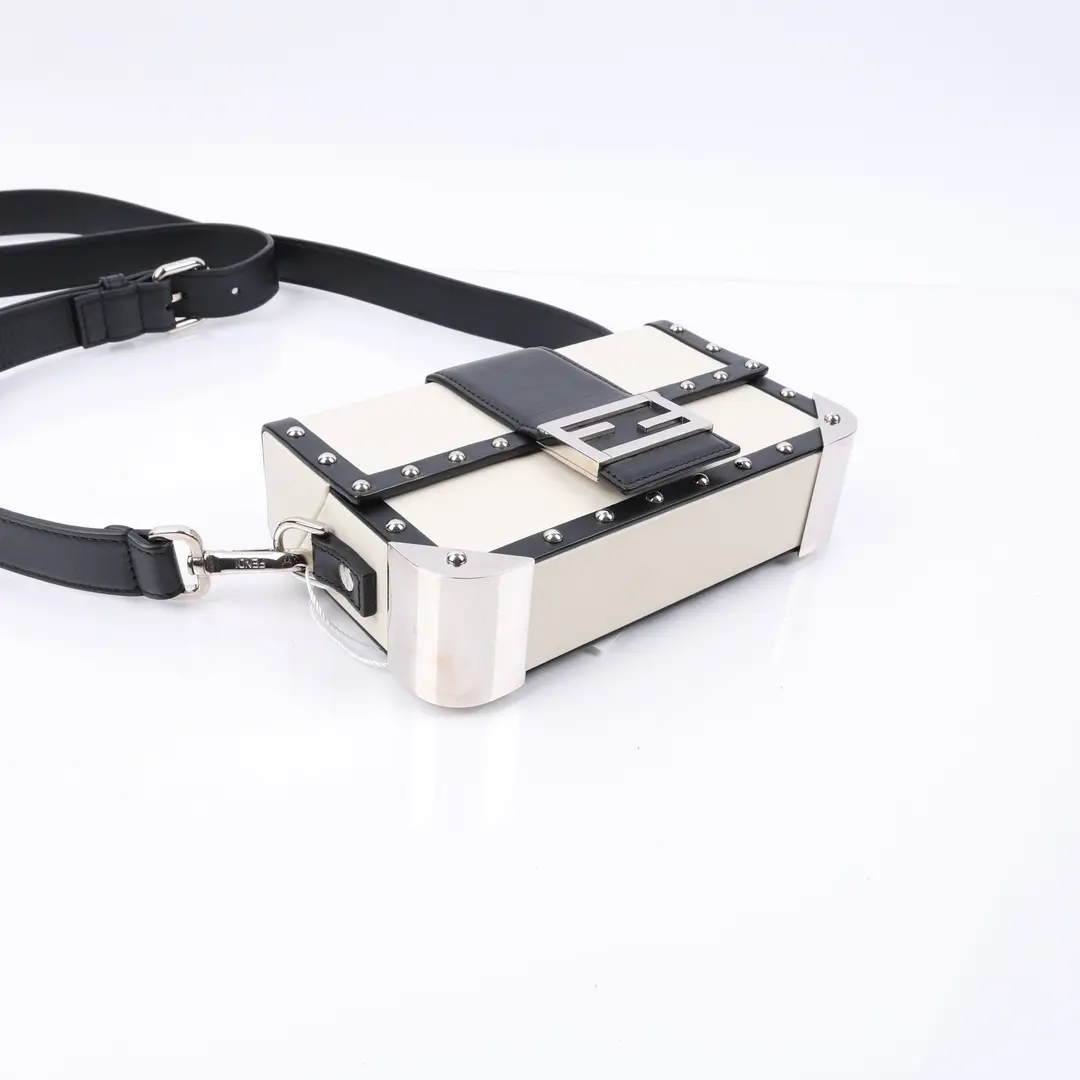 Fendi Baguette Trunk White Leather Shoulder Bag