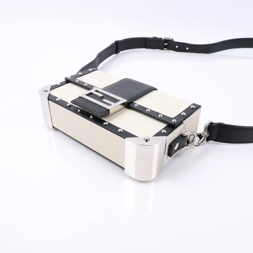 Fendi Baguette Trunk White Leather Shoulder Bag