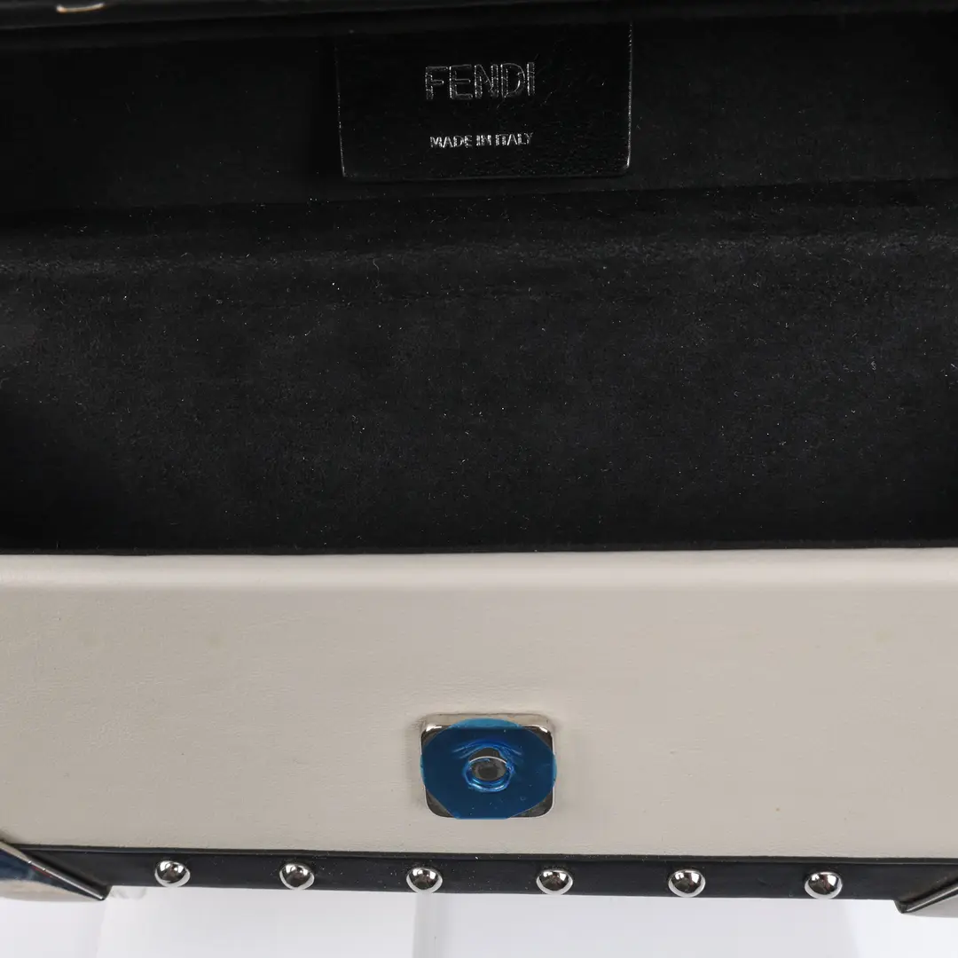 Fendi Baguette Trunk White Leather Shoulder Bag