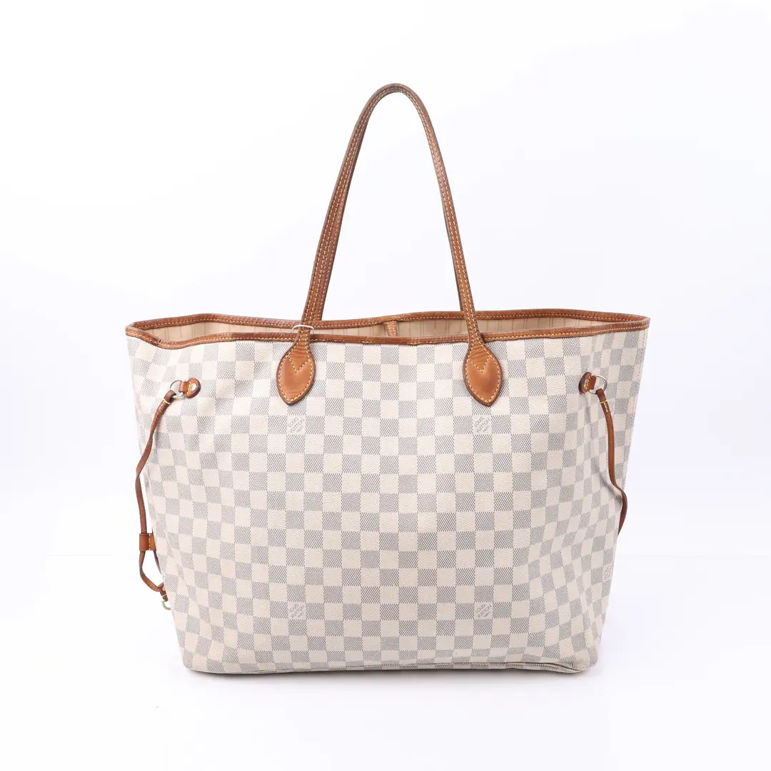 Louis Vuitton Neverfull MM White Damier Azur Tote Bag