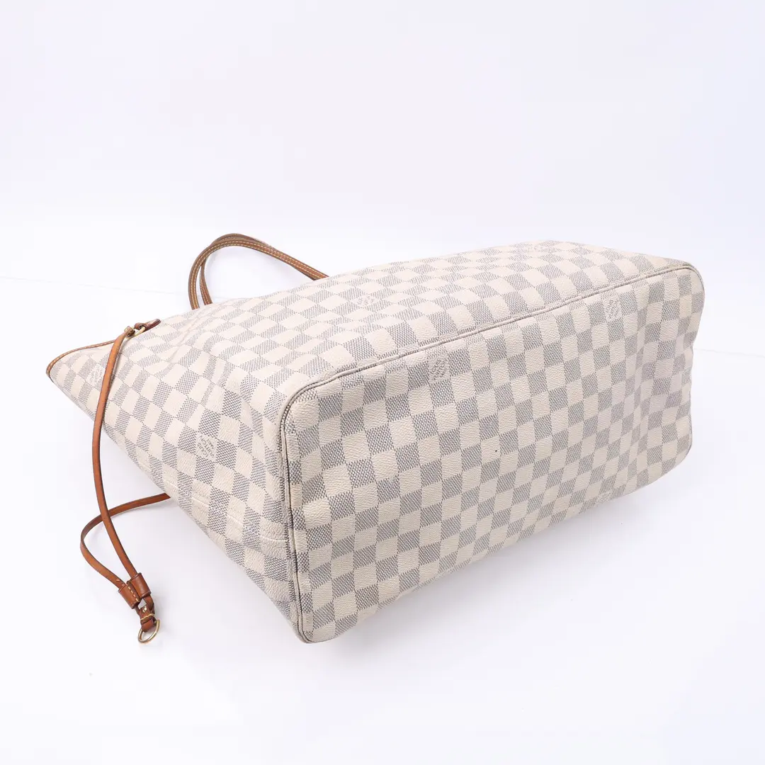 Louis Vuitton Neverfull MM White Damier Azur Tote Bag