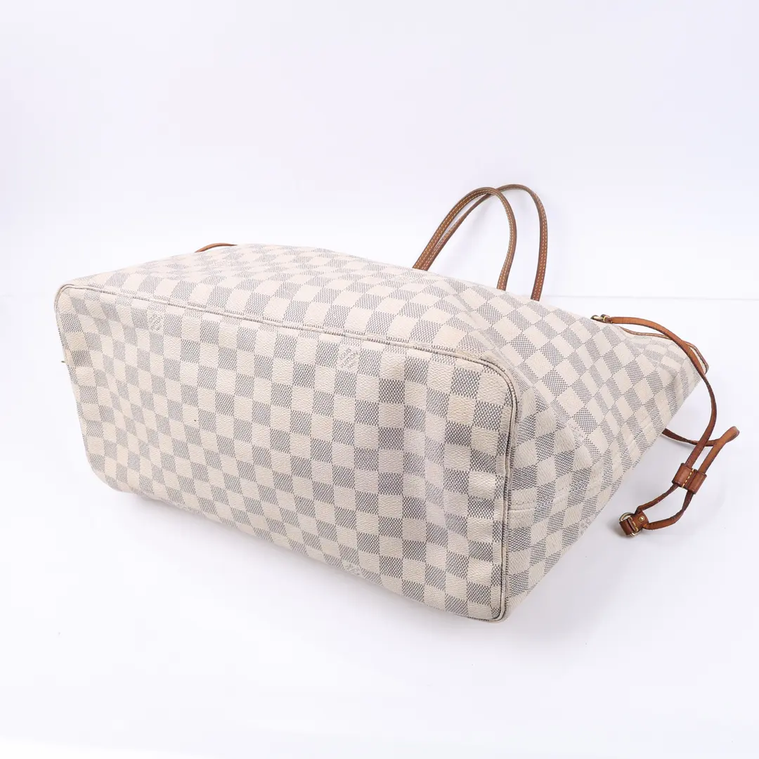 Louis Vuitton Neverfull MM White Damier Azur Tote Bag