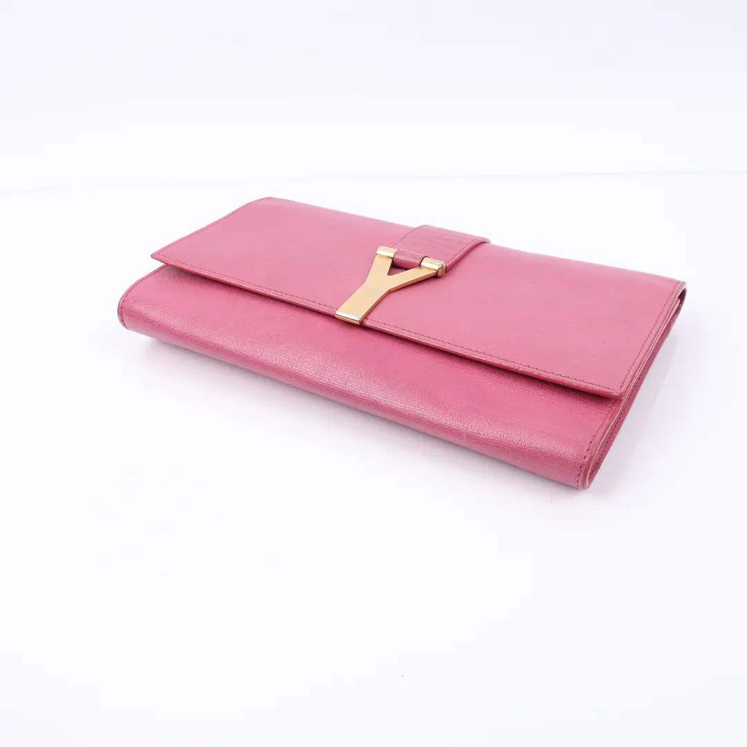 Saint Laurent Chyc Pink Leather Clutch