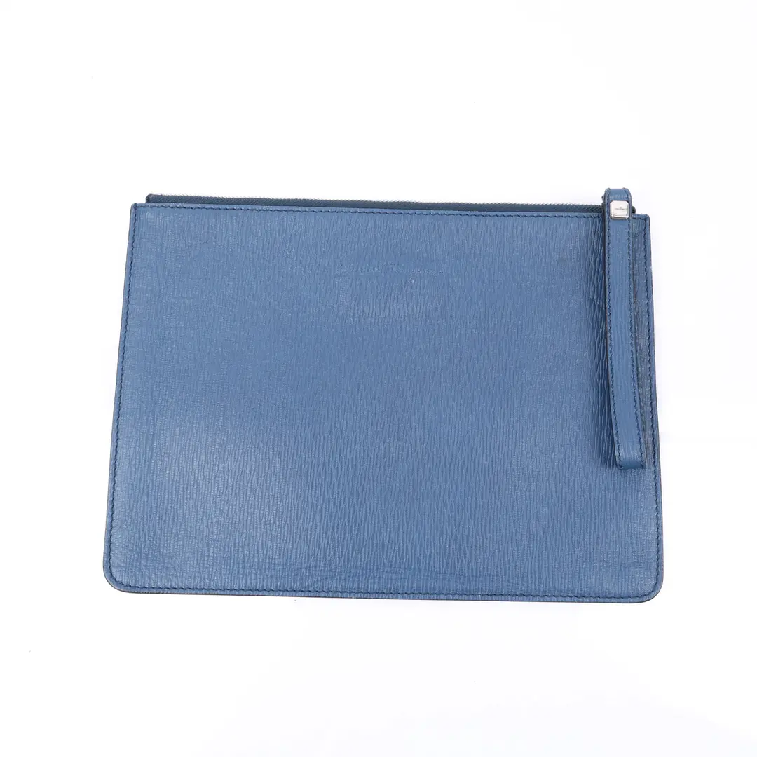 Salvatore Ferragamo Wristlet Blue Leather Clutch