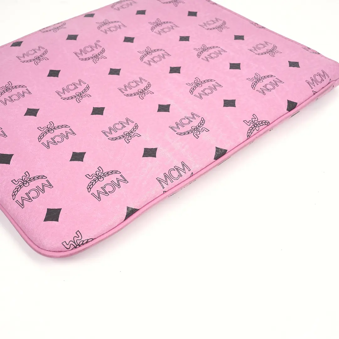 MCM Visetos Pink Canvas Wristlet Clutch